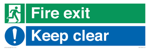 Fire exit Keep clear dual sign
